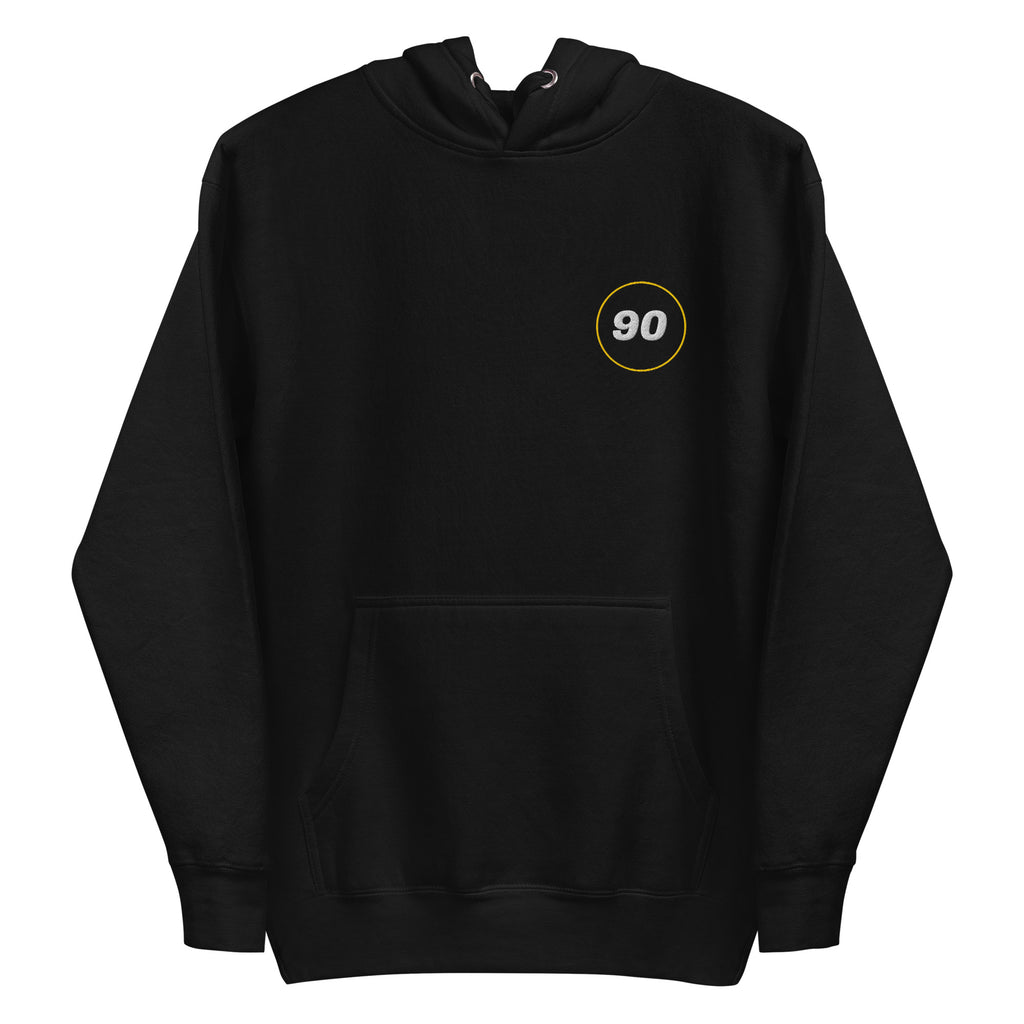 Black Essential 90 hoodie, front product view, version 2 flat | colour:black