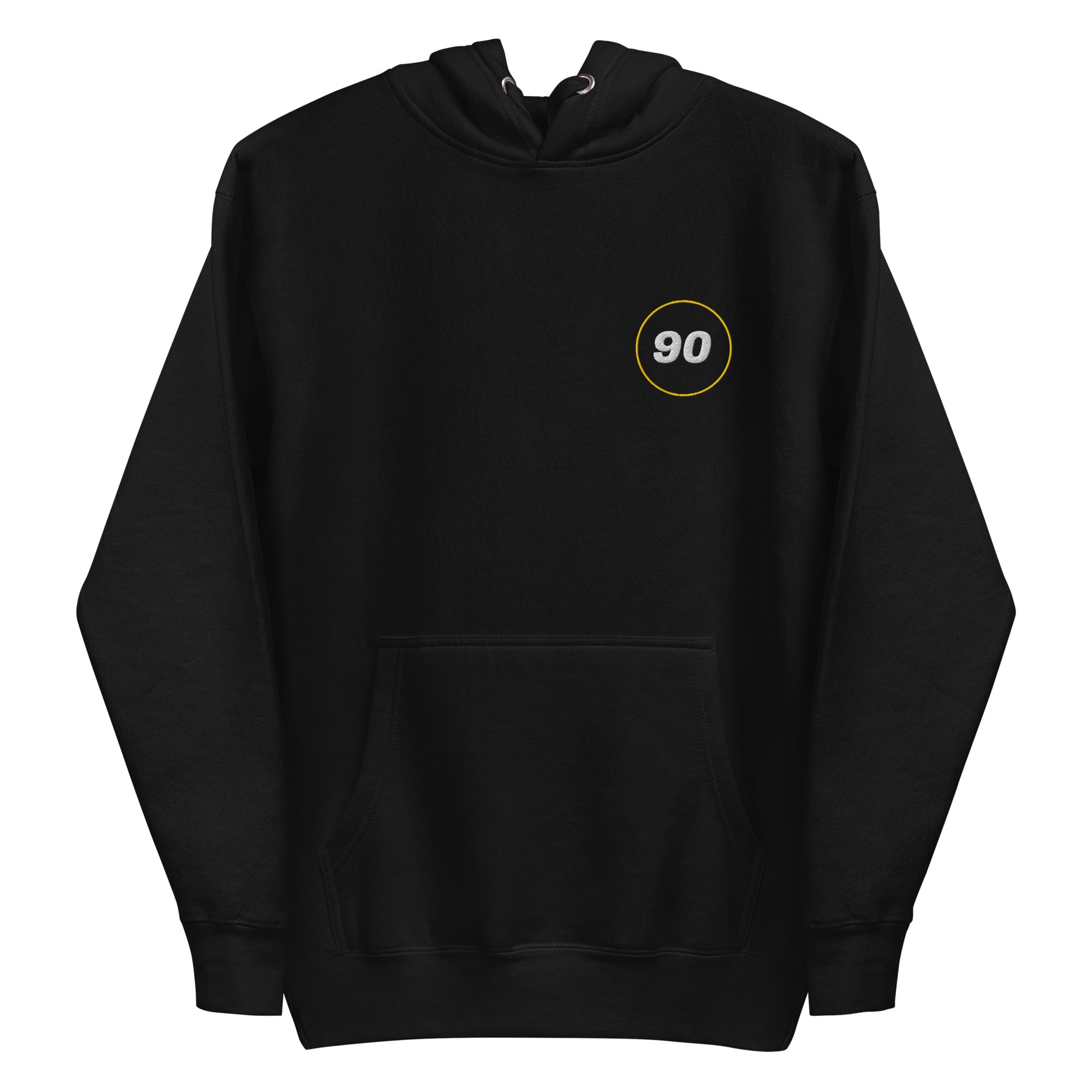 Black Essential 90 hoodie, front product view, version 2 flat | colour:black