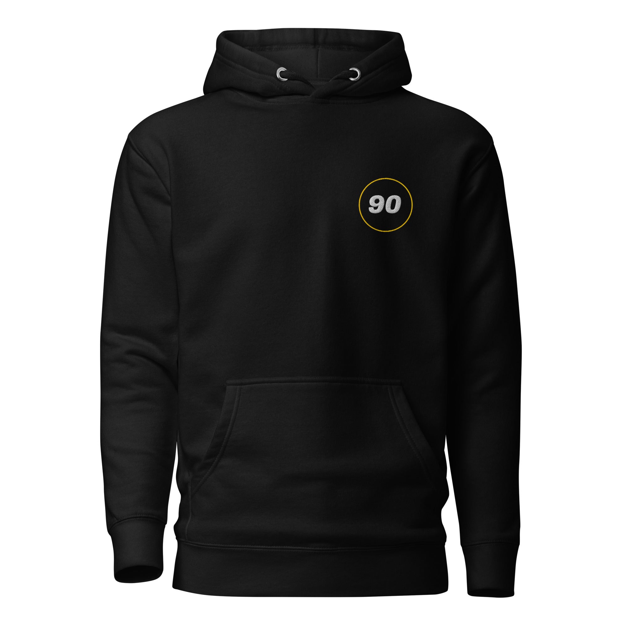Black Essential 90 hoodie, front product view | colour:black
