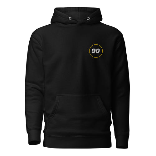 Black Essential 90 hoodie, front product view | colour:black