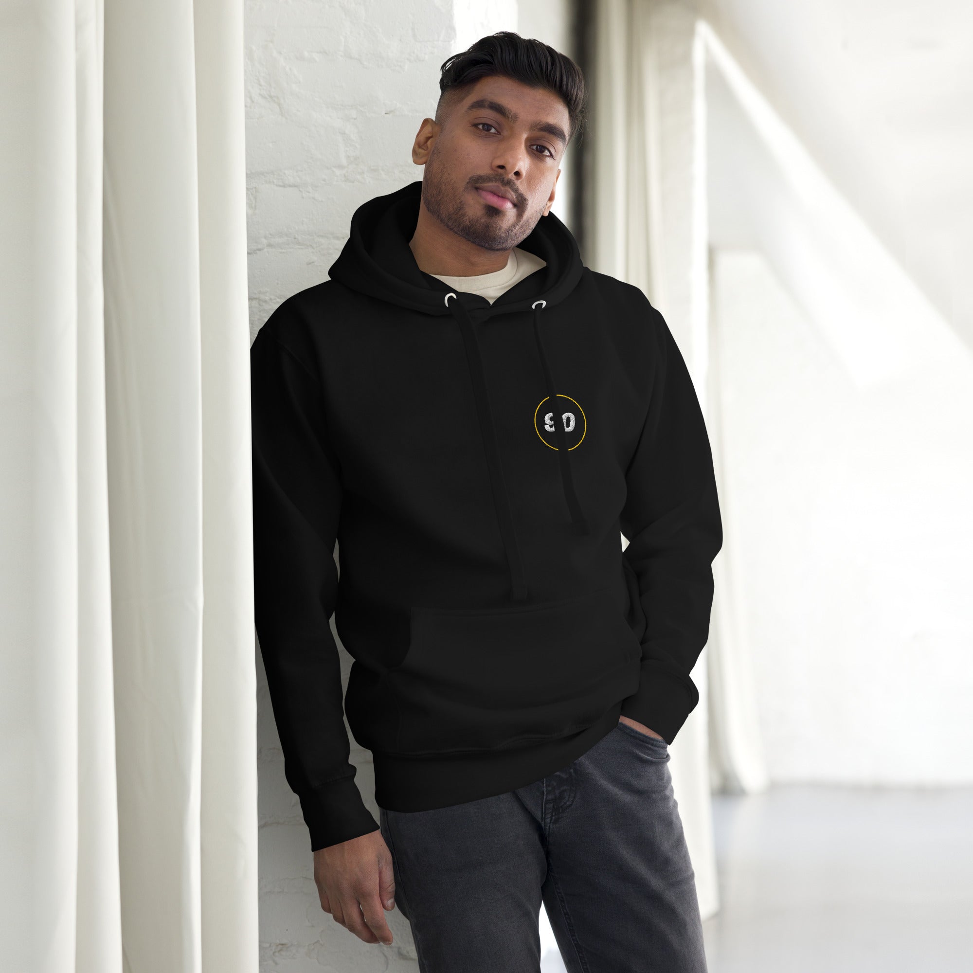 Black Essential 90 hoodie lifestyle image | colour:black