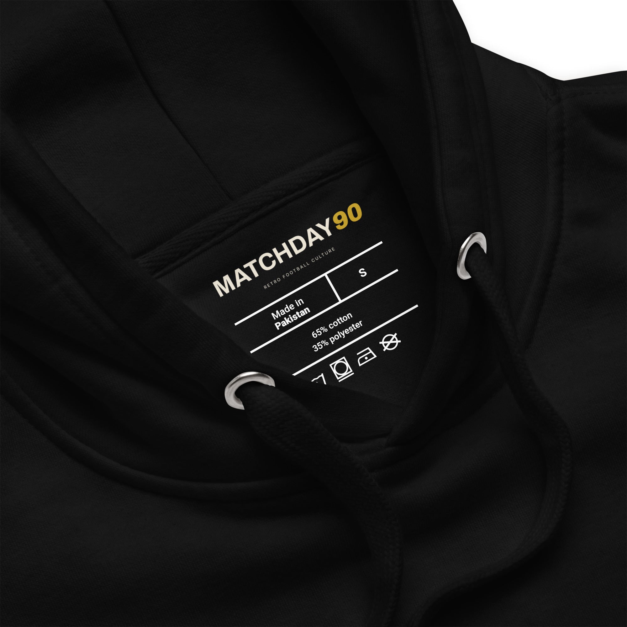 Black Essential 90 Hoodie Label garment | colour:black