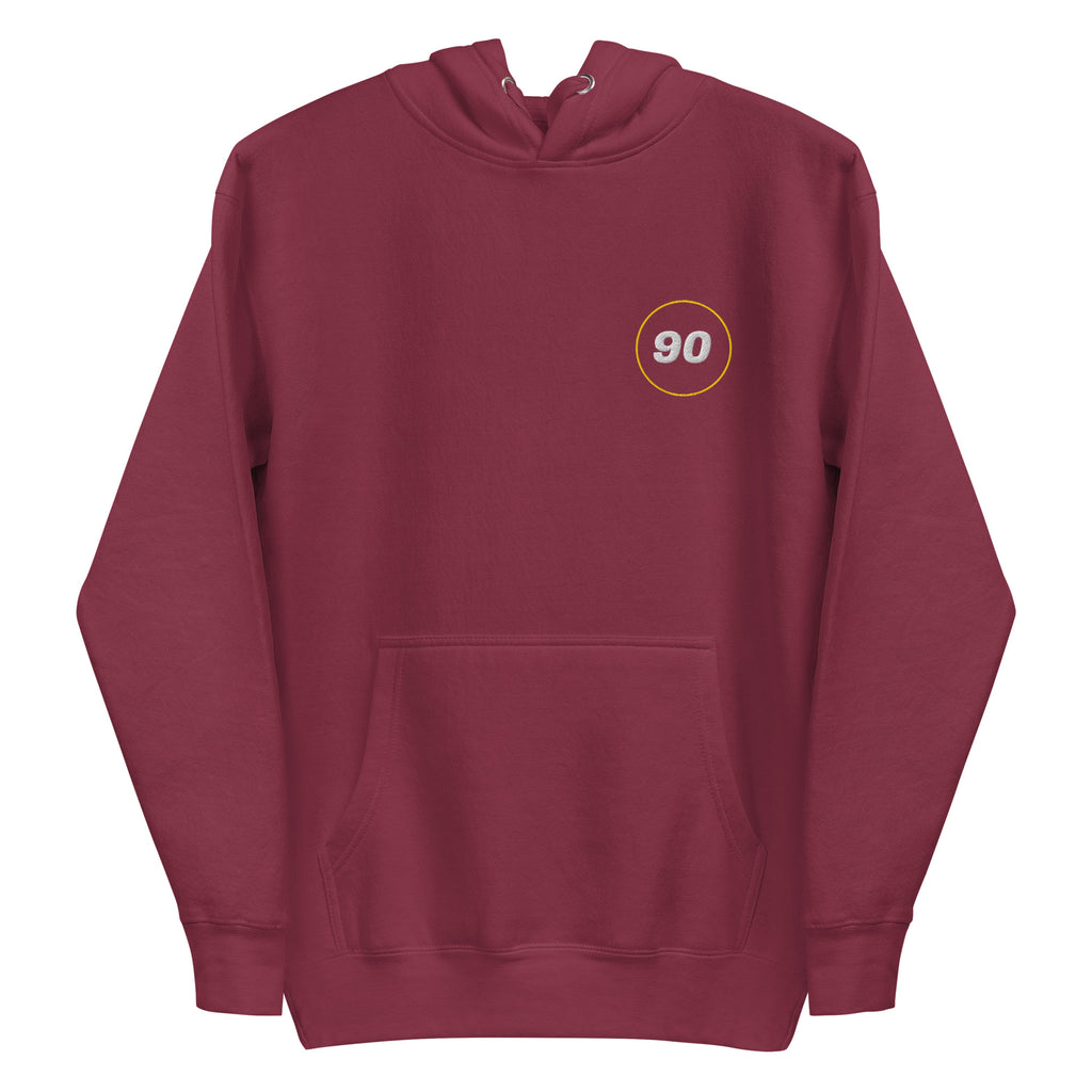 Maroon Essential 90 hoodie, front product view, flat view | colour:maroon