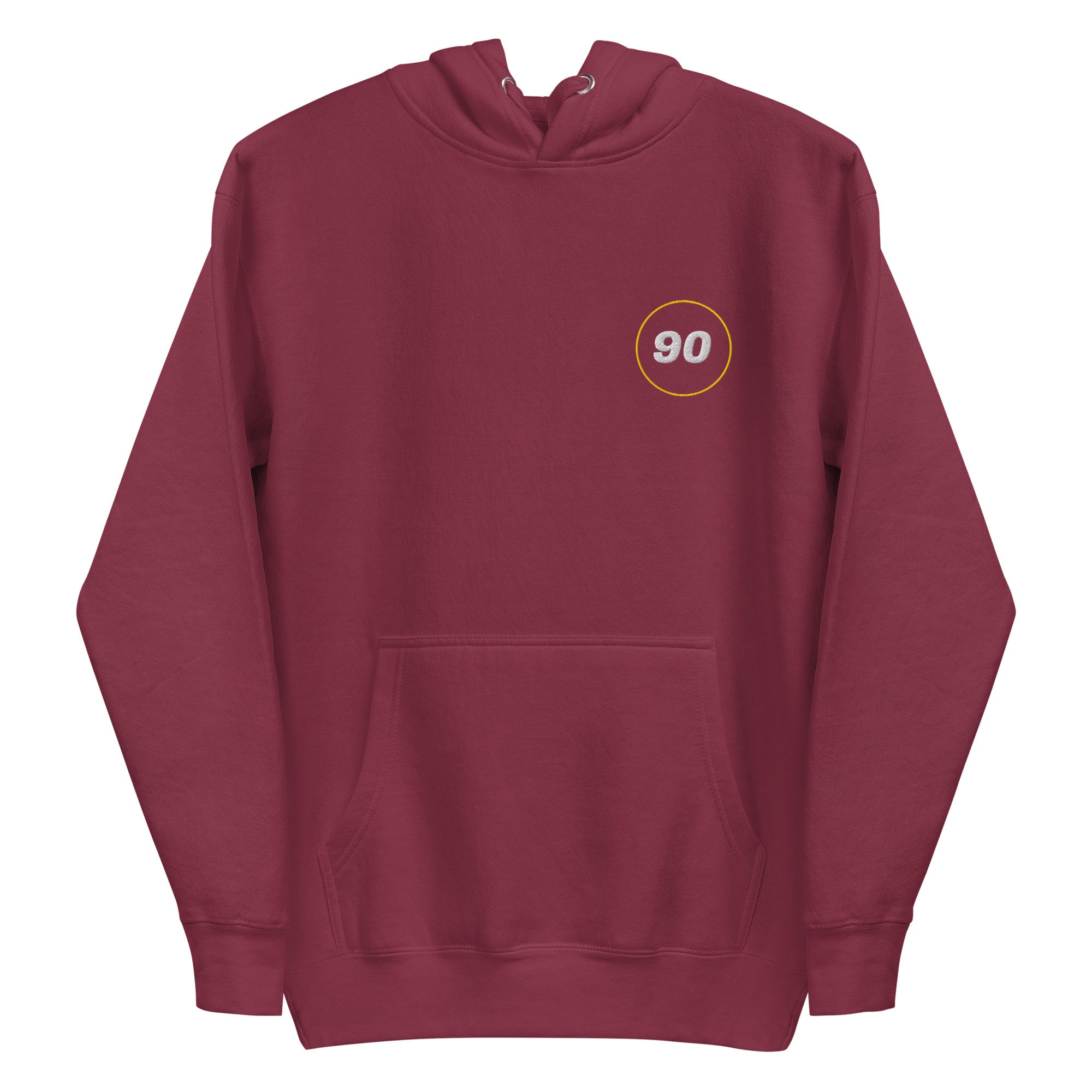 Maroon Essential 90 hoodie, front product view, flat view | colour:maroon