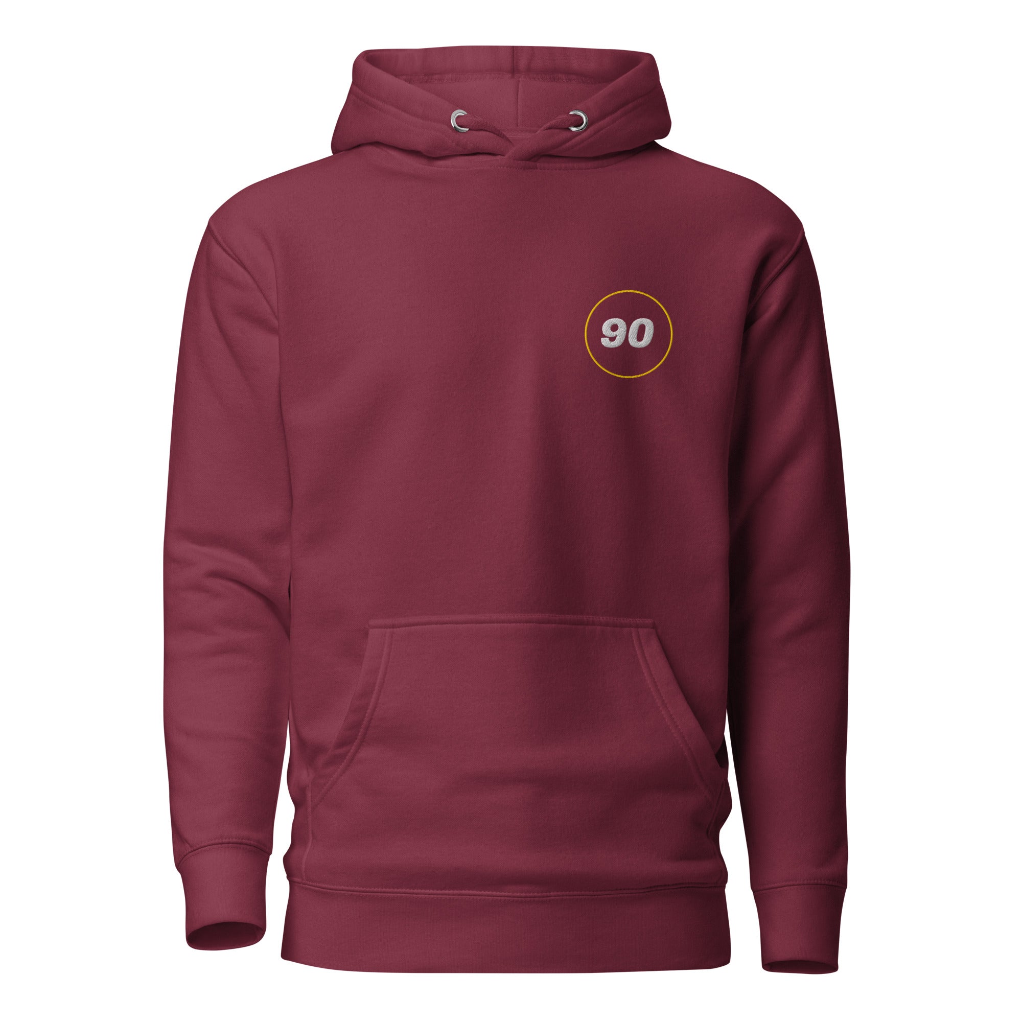 Maroon Essential 90 hoodie, front product view | colour:maroon